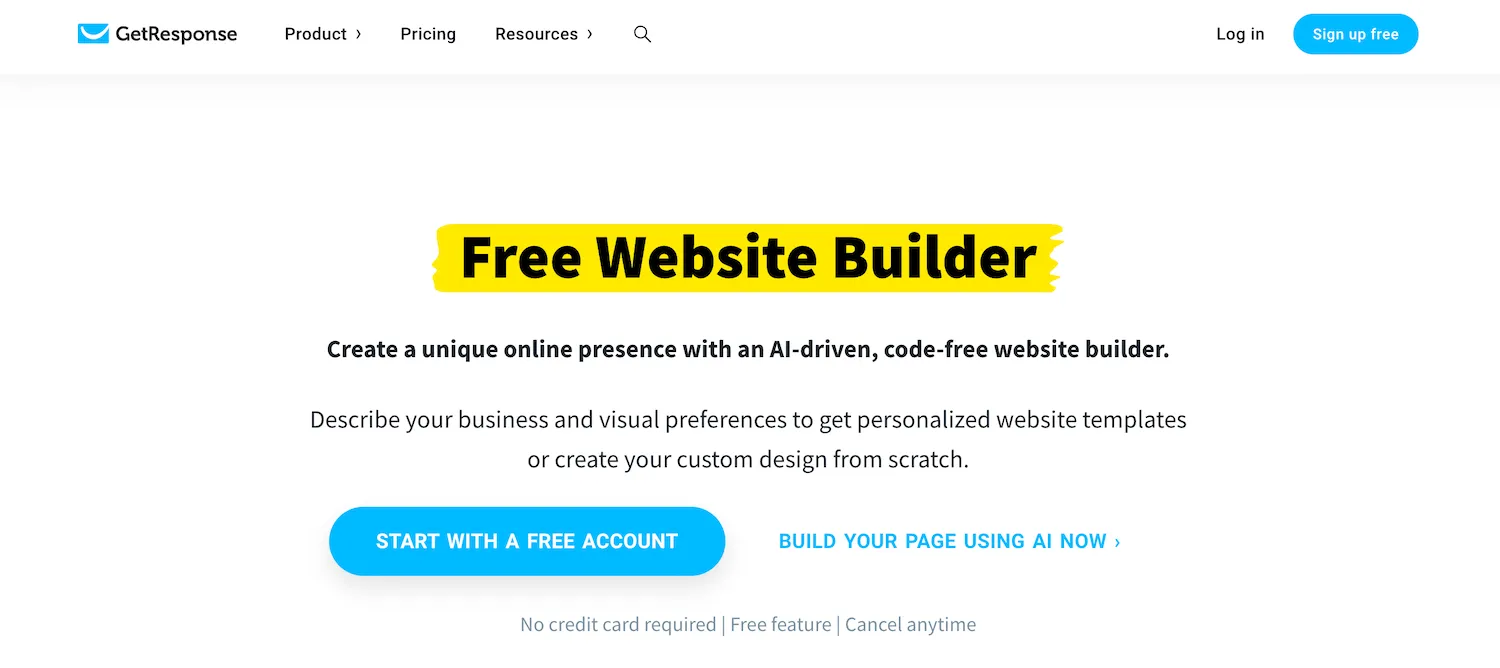 best-ai-website-builder-getresponse-home